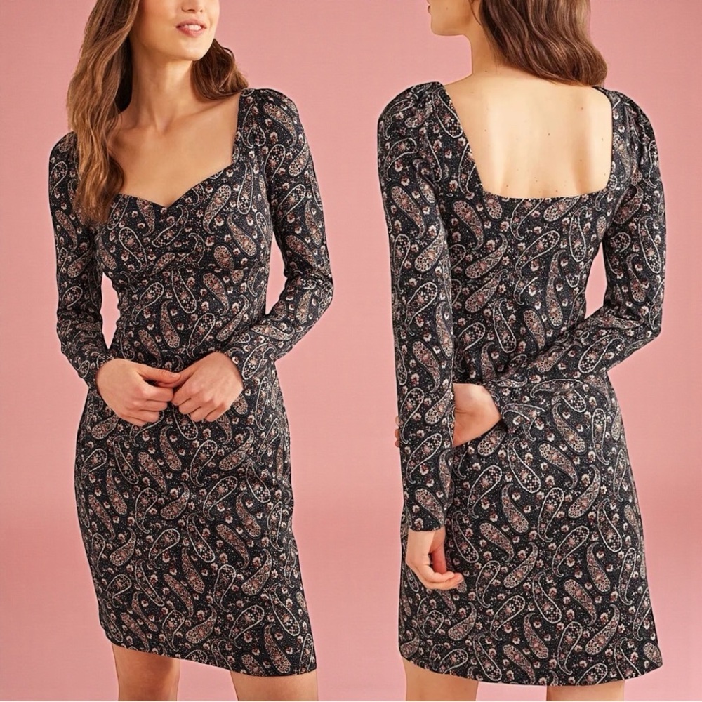Boden Women’s Sweetheart Jersey Mini Dress In Paisley Bloom Print Size US 4R